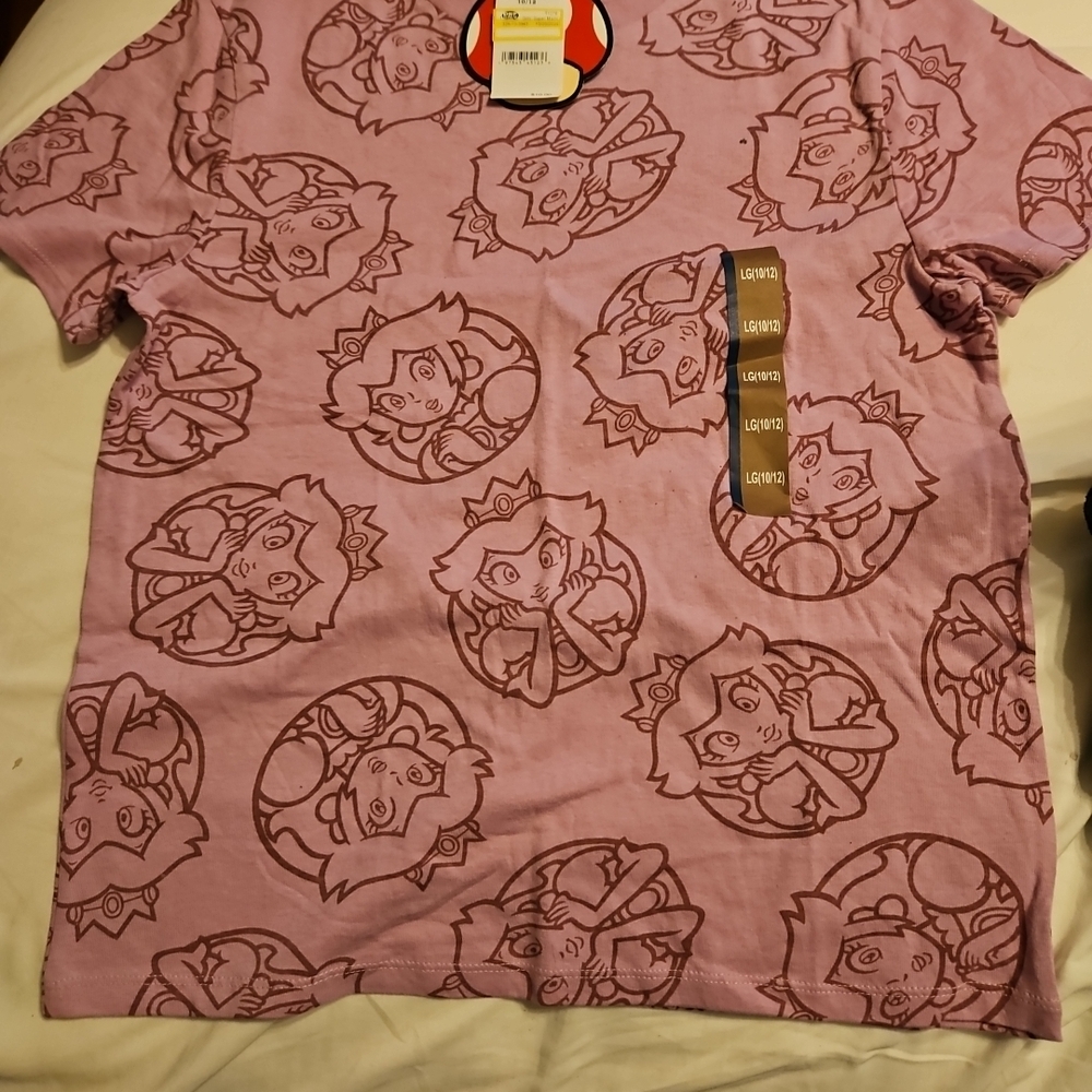 Princess Peach Mario Girls Shirt Size Lrg 10/12 (A-25)